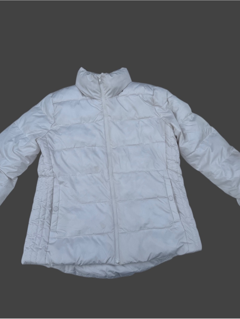 Large Old Navy White Quilted Puffer Jacket with High Collar